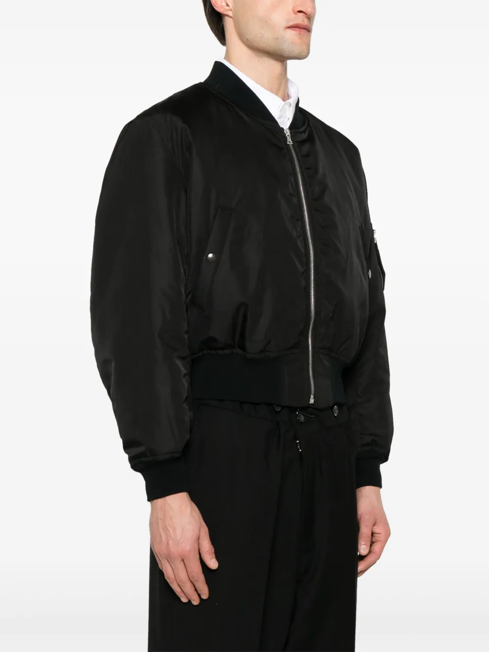 Auralee Silk Twill Bomber Jacket In Black