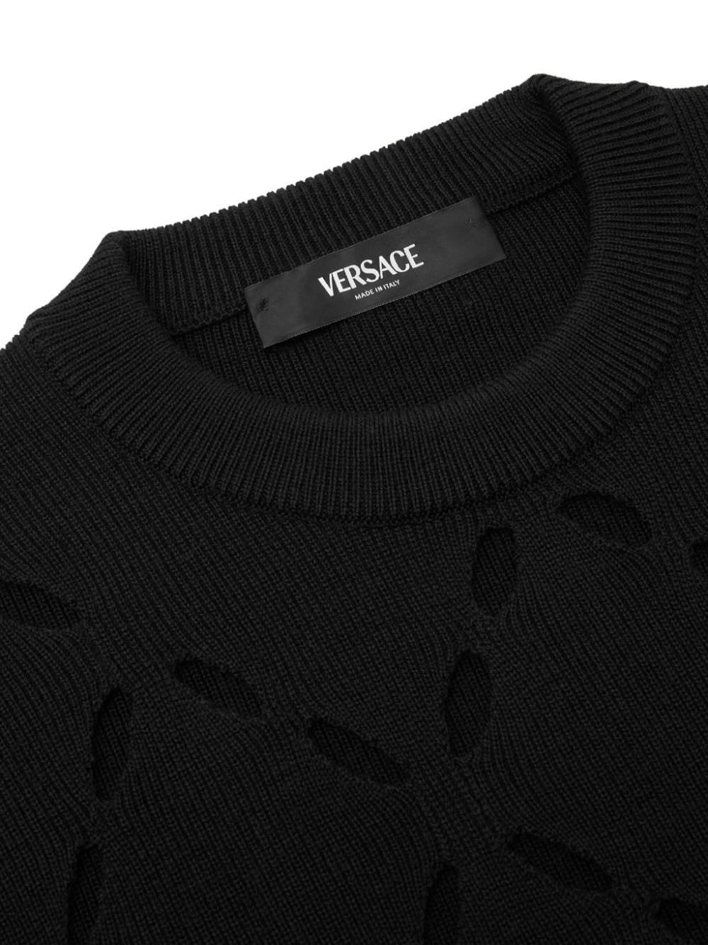 Shop Versace Slashsed Sweater In Black