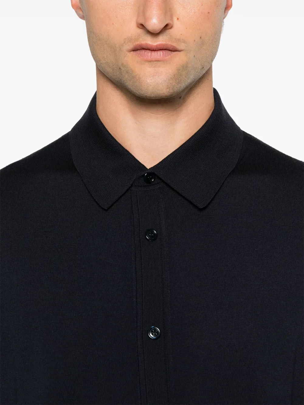 Brioni Fijngebreid overhemd Blauw