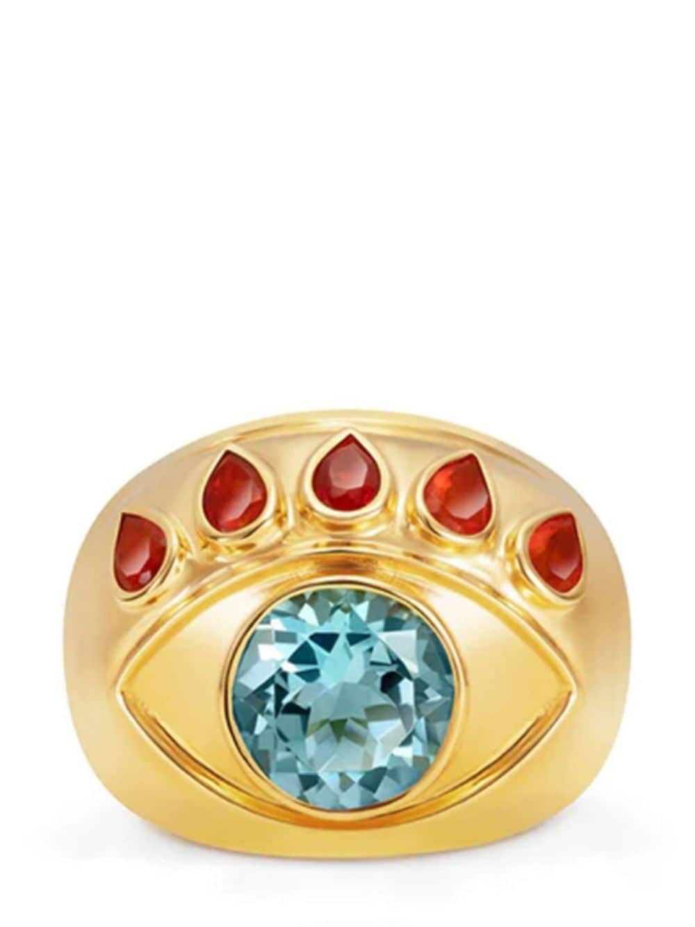 NEVERNOT 18KT YELLOW GOLD READY TO SEE YOU TOPAZ AND OPAL RING 