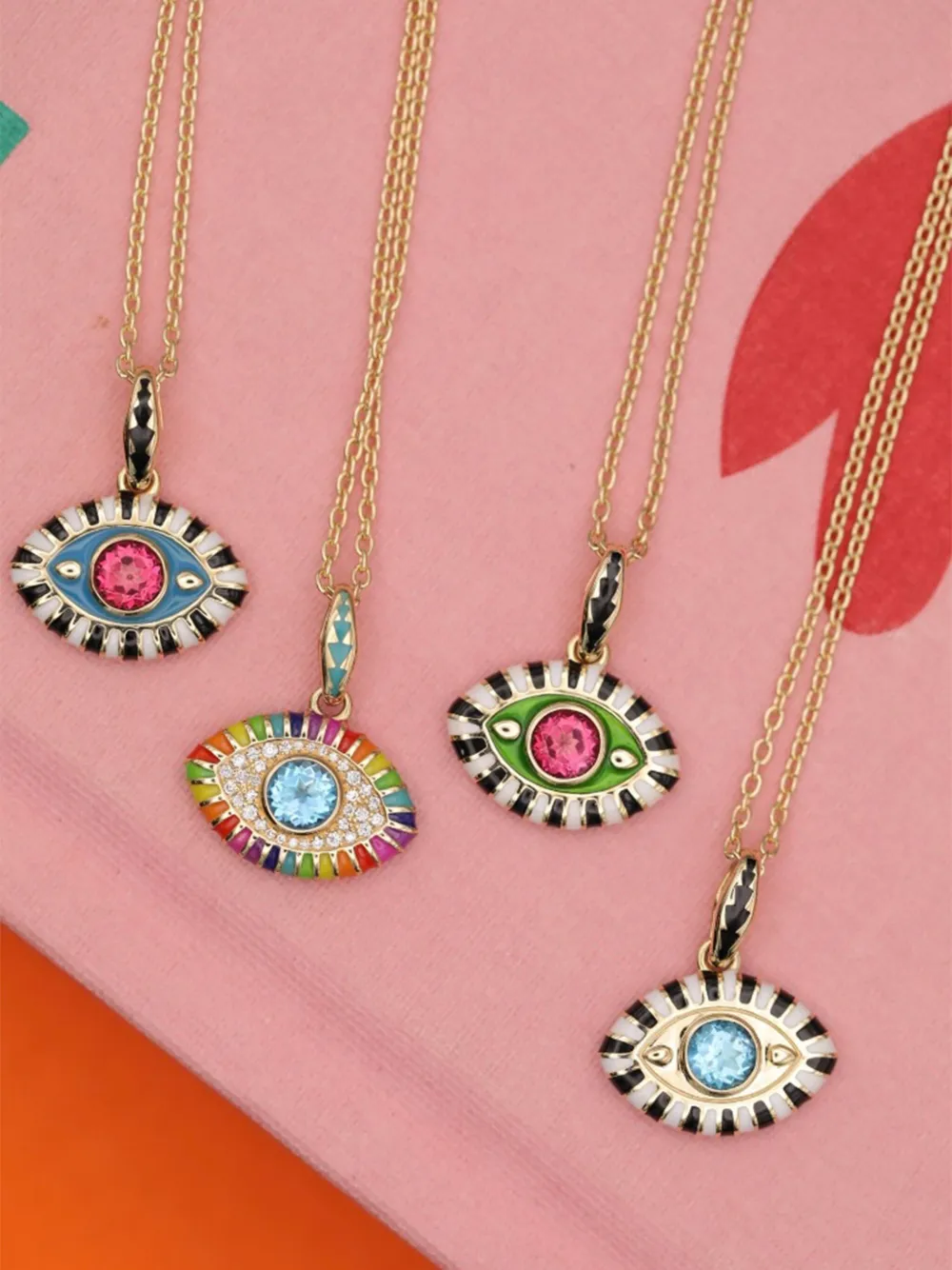 Nevernot Collana Rainbow in oro giallo 14kt con topazio e diamanti | Image 7
