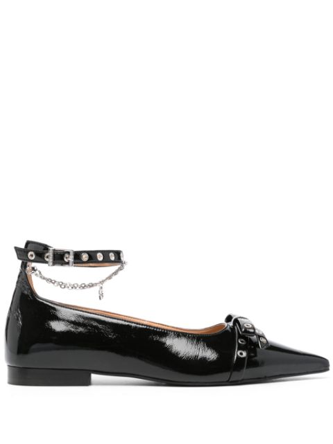 GANNI bow-detail ballet flats Women