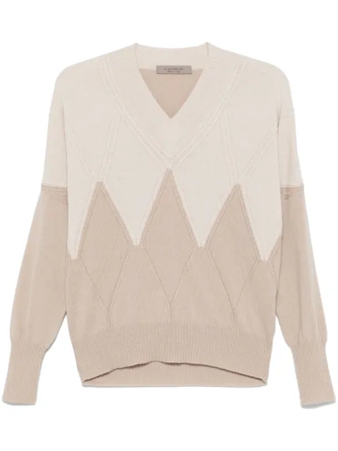 D.Exterior argyle-check sweater
