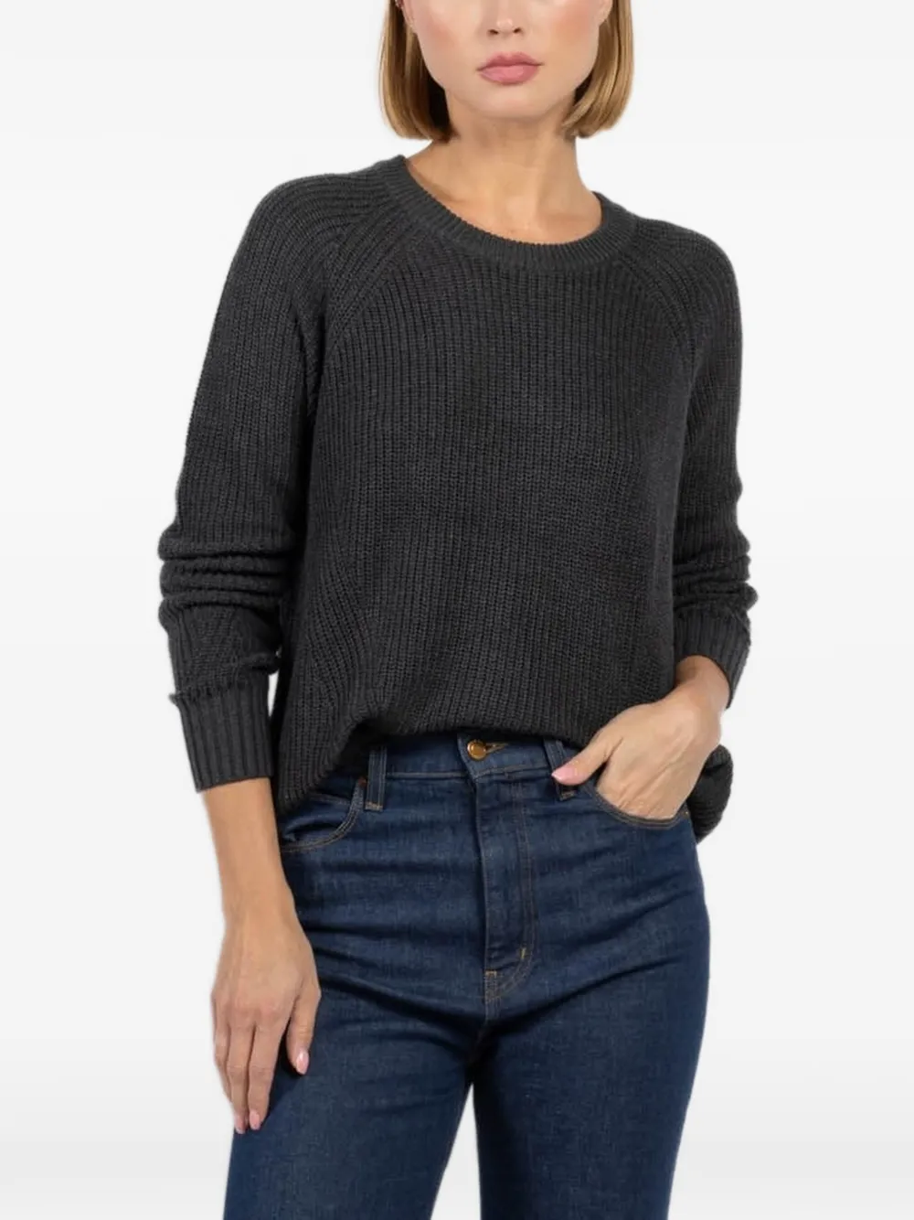 Autumn Cashmere ribbed frayed-hem sweater - Grigio