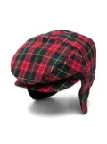 Colorichiari tartan-check baker boy hat - Red