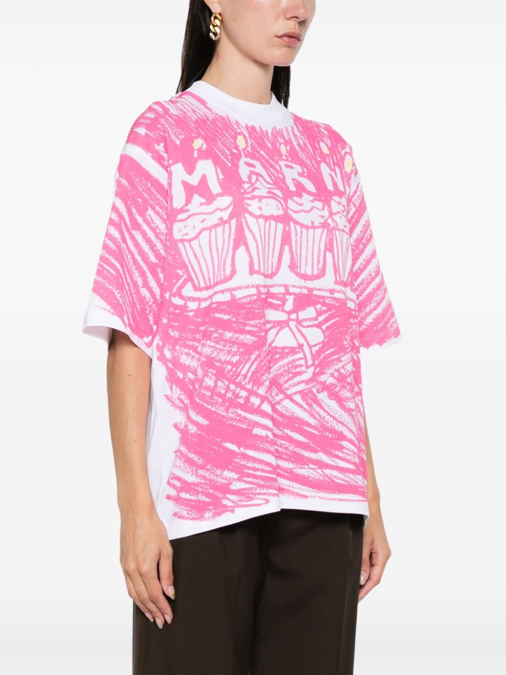 Shop Marni Illustration-print T-shirt In Weiss