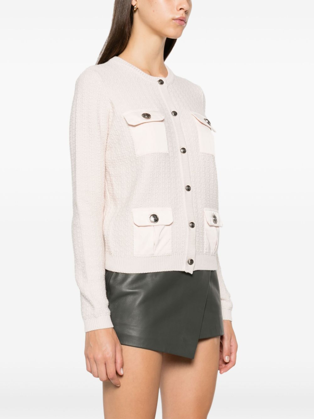 Shop Elisabetta Franchi Bouclé Cardigan In Pink