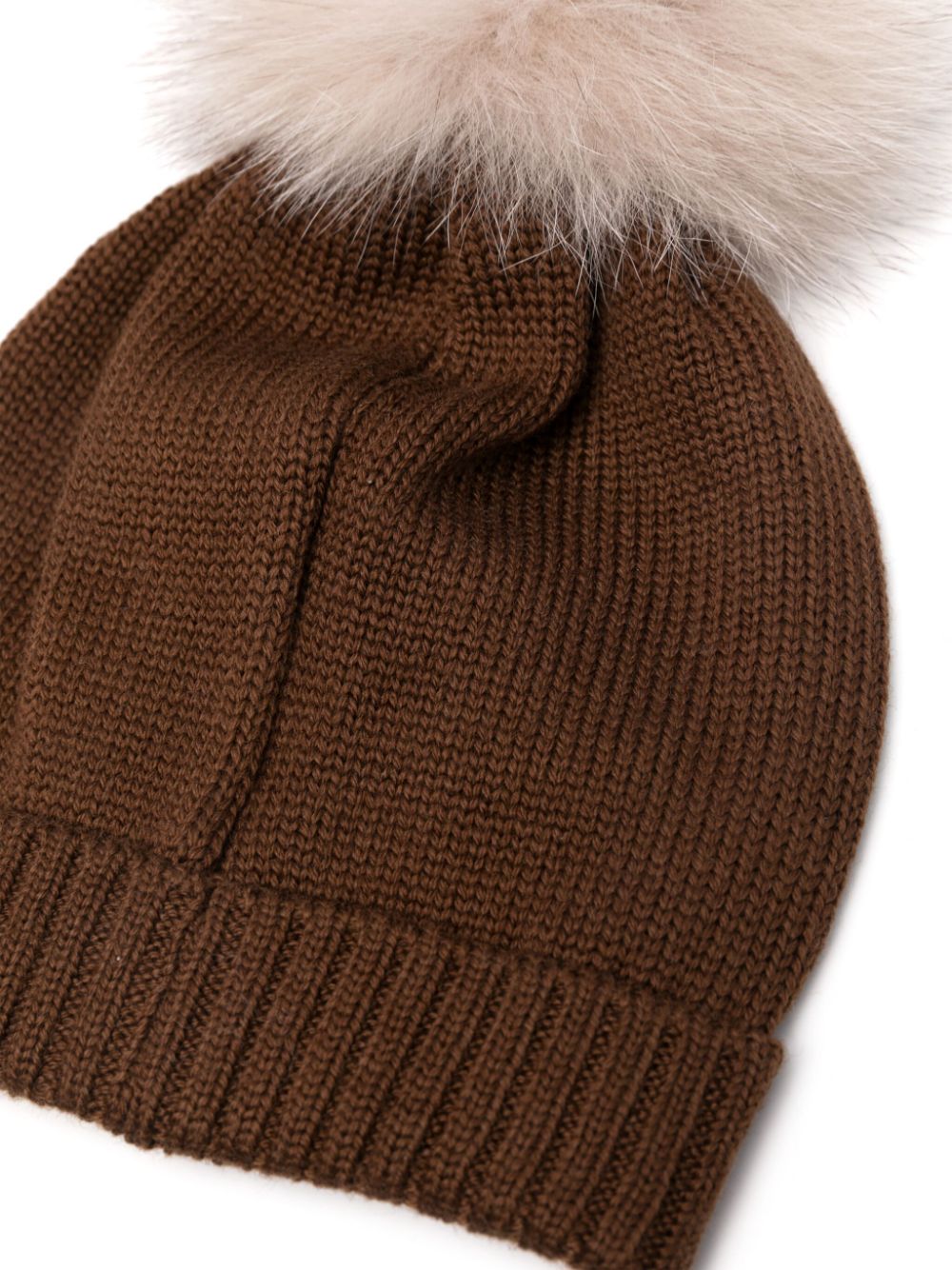 Colorichiari pompom-detail beanie - Brown