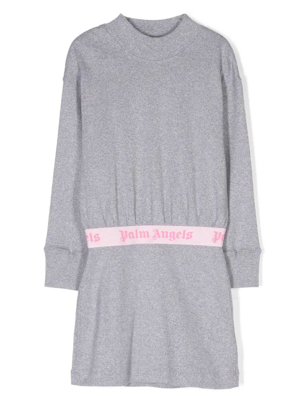 Palm Angels Kids Jurk met logo tailleband Zilver