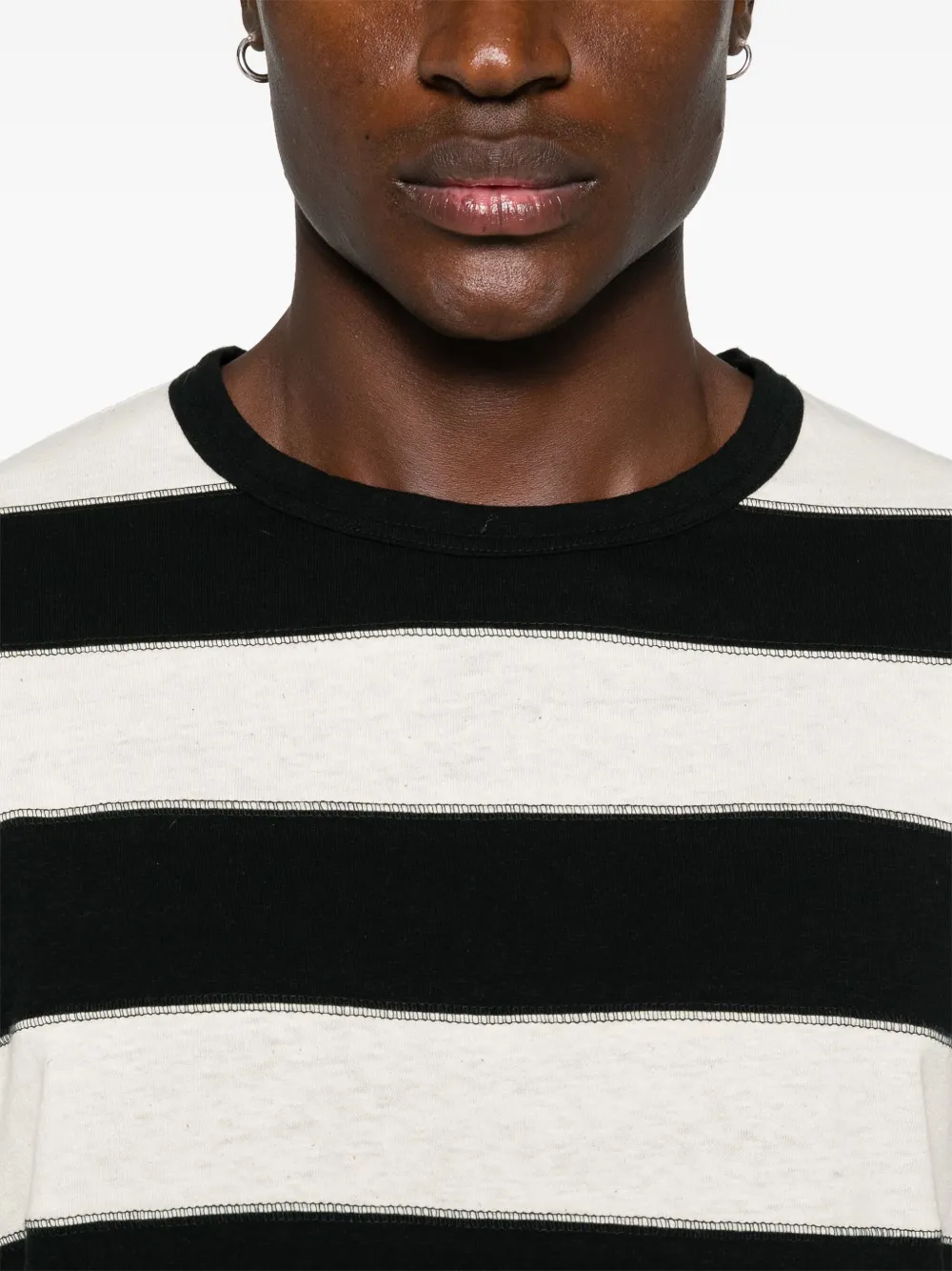 Yohji Yamamoto Gestreept T-shirt met lange mouwen Beige