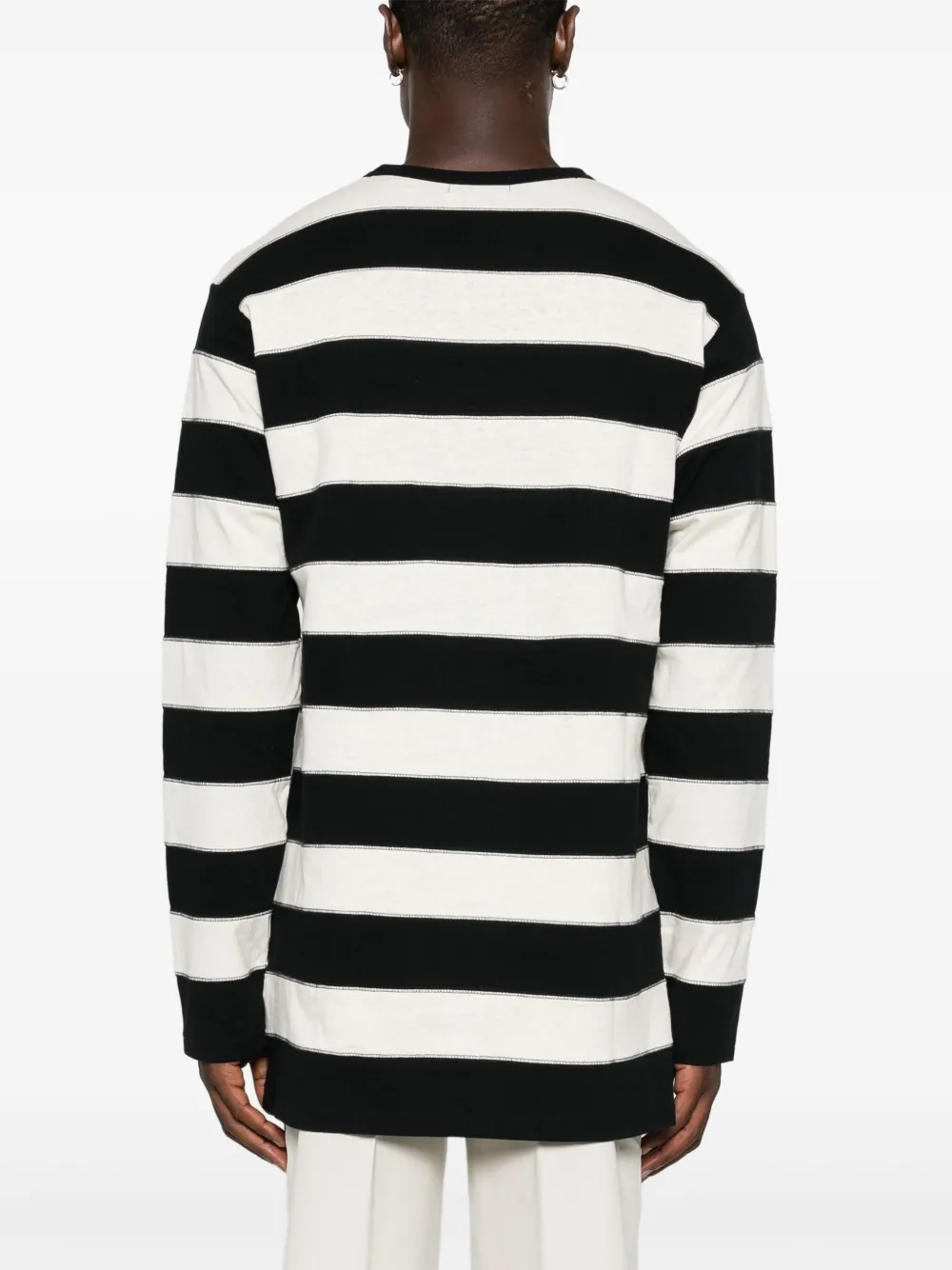 Yohji Yamamoto Gestreept T-shirt met lange mouwen Beige