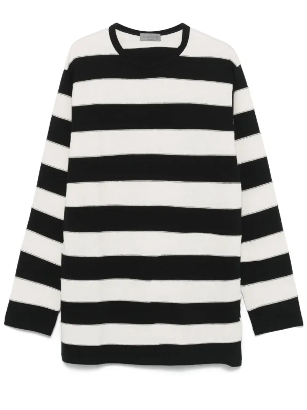 Yohji Yamamoto Striped long-sleeve T-shirt | Neutrals | FARFETCH UK 