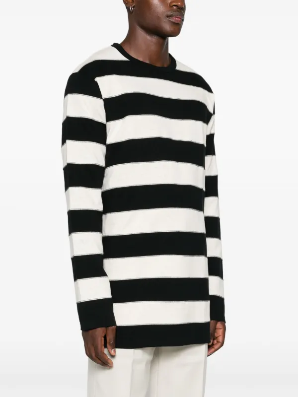 Yohji Yamamoto Striped long-sleeve T-shirt | Neutrals | FARFETCH UK 