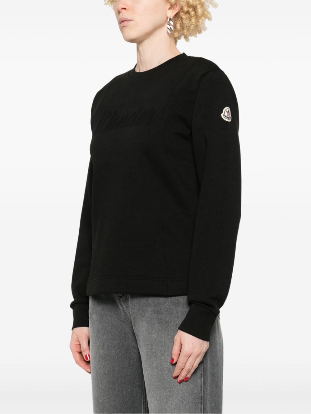 Shop Moncler Logo-embossed Sweatshirt In Black