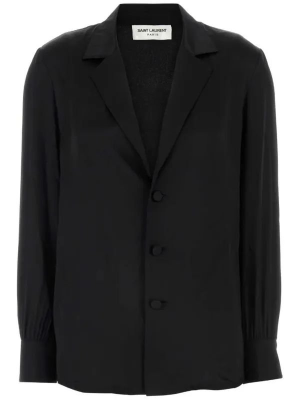 SAINT LAURENT ボウタイシャツ　シルク　ブラック Saint Laurent シルクサテン シャツ | ブラック | FARFETCH JP