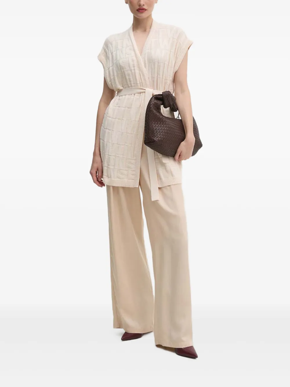 TWINSET Vest met ceintuur en logodetail Beige