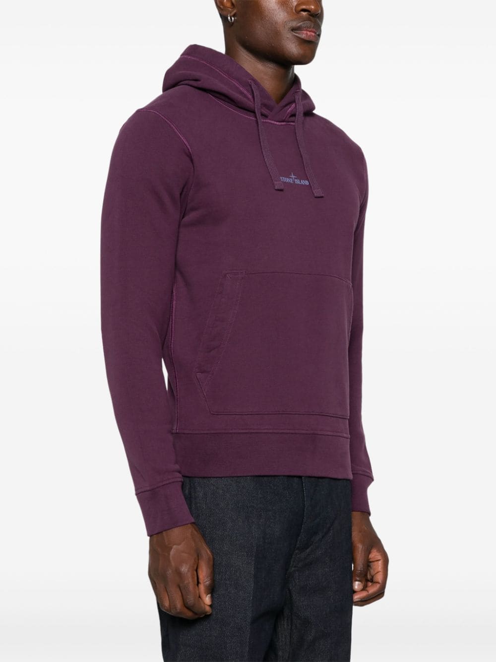 Shop Stone Island Cotton Hoodie In Purple