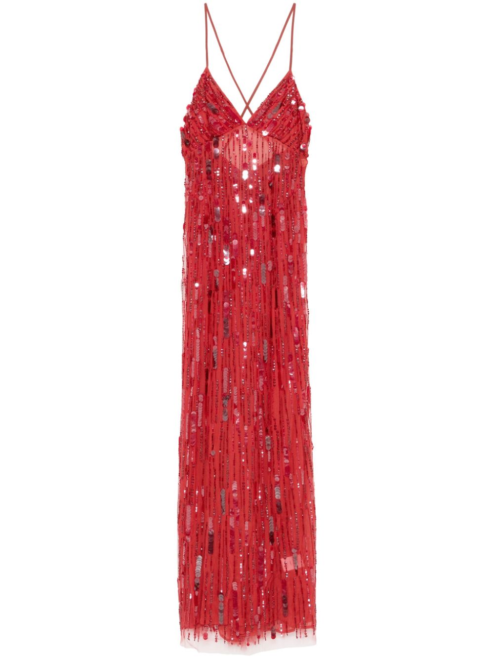 Amen bead embellished dress - Red