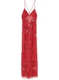 Amen bead embellished dress - Red