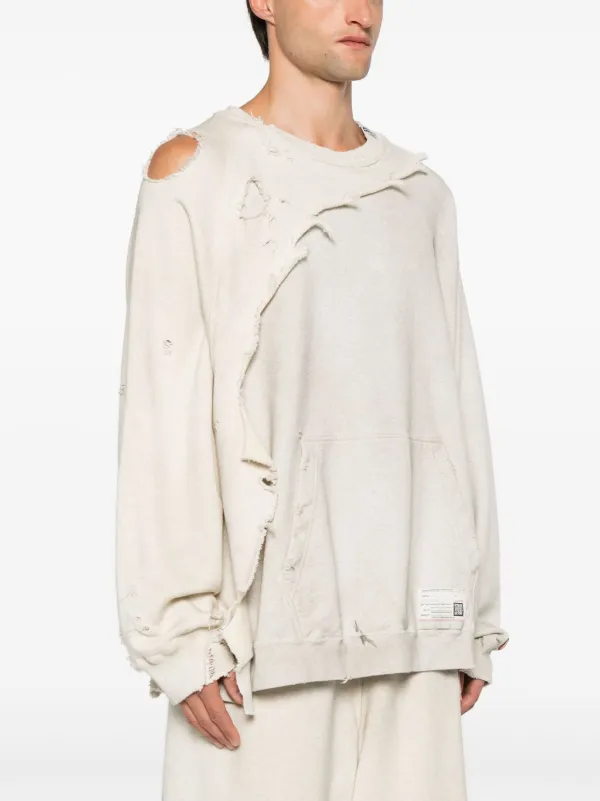 Maison MIHARA YASUHIRO ダメージ スウェットシャツ | ホワイト Maison MIHARA YASUHIRO ダメージ スウェットシャツ | ホワイト