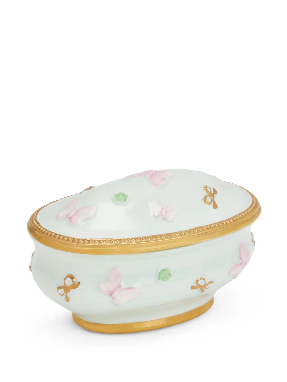Villari Butterfly Oval Trinket Box In Blue