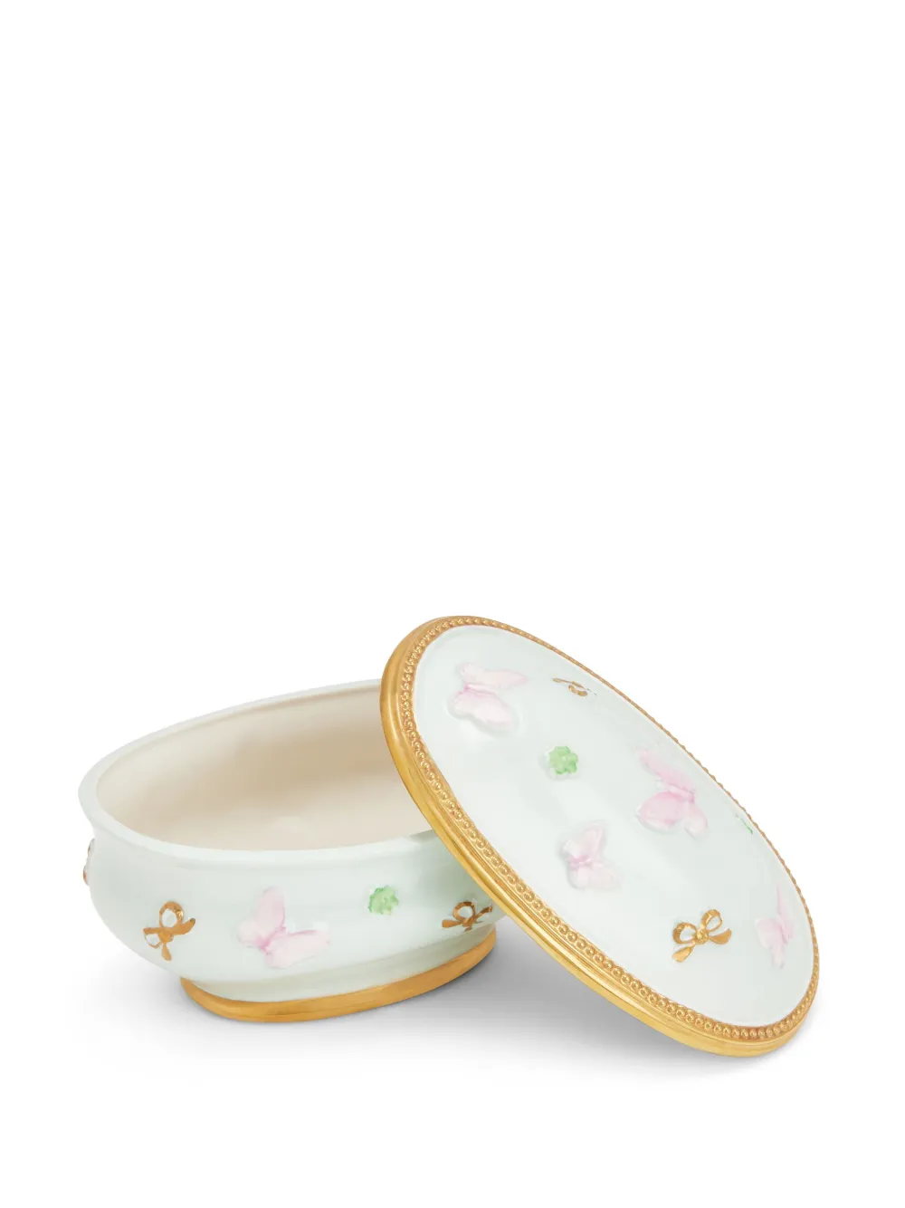 Villari Butterfly Oval Trinket Box In Blue