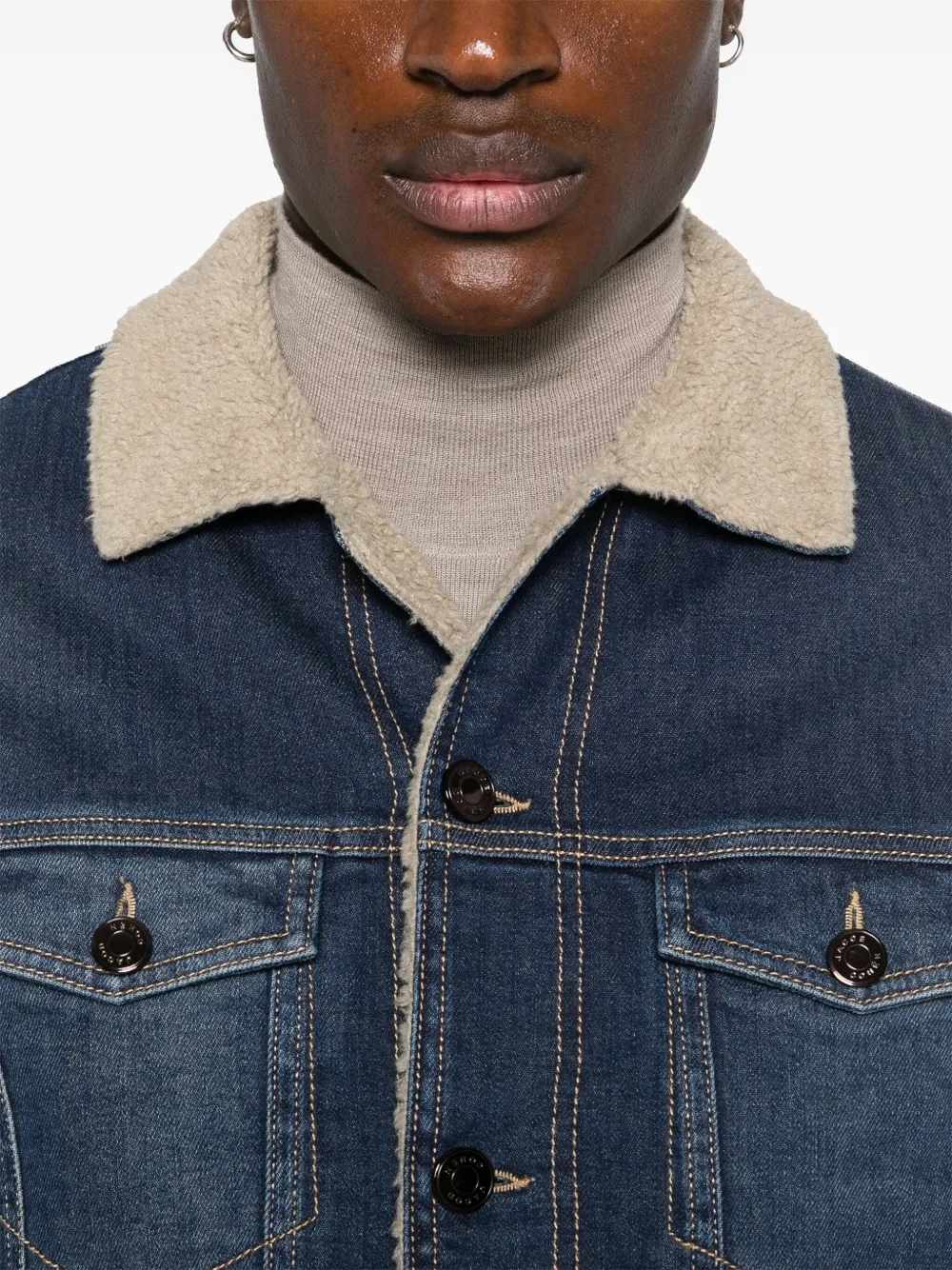 Jacob Cohën Denim jack met contrasterende kraag Blauw