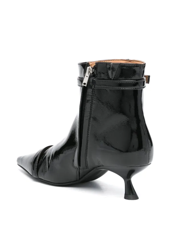 GANNI Ankle Length Pointed Toe Boots Black FARFETCH EG