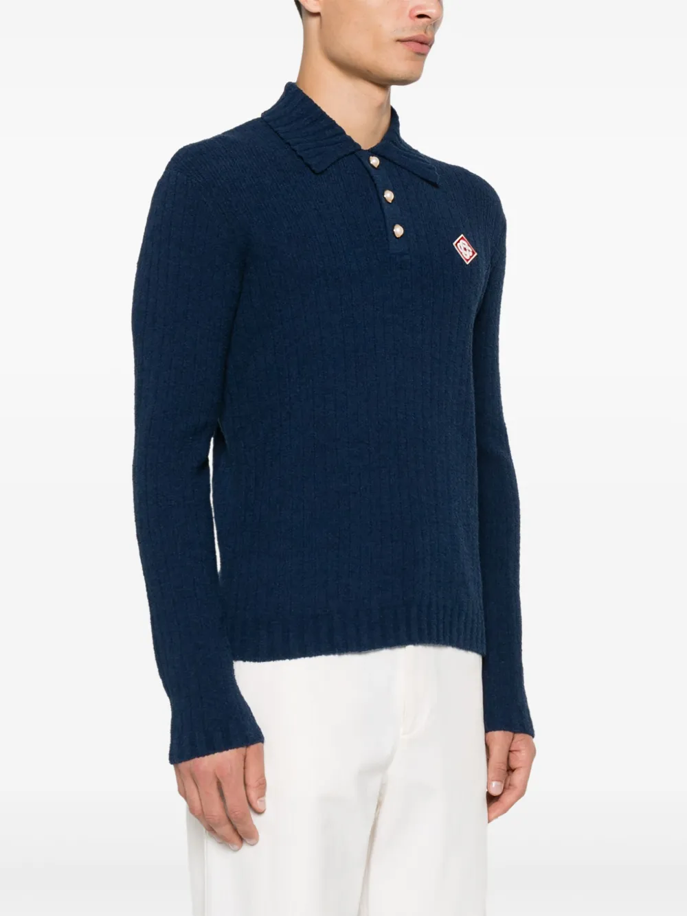 Casablanca Bouclé Polo Shirt | Blue | FARFETCH