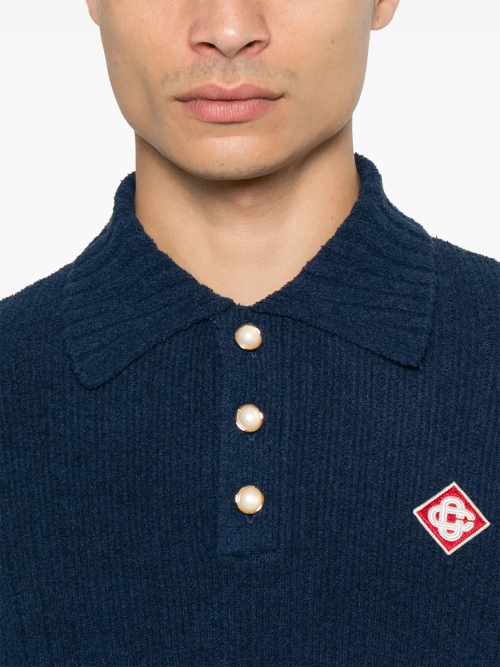 Casablanca Bouclé Polo Shirt | Blue | FARFETCH