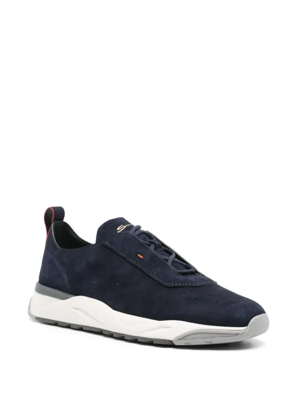 【SANTONI】メンズ ブルー スエード スリッポン スニーカー Santoni スエード スニーカー | ブルー | FARFETCH JP