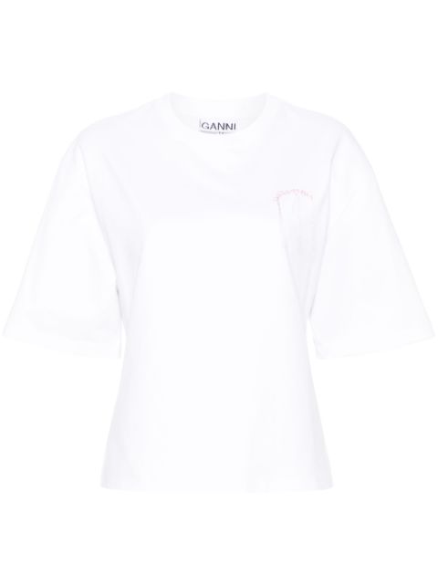 GANNI embroidered-logo T-shirt Women