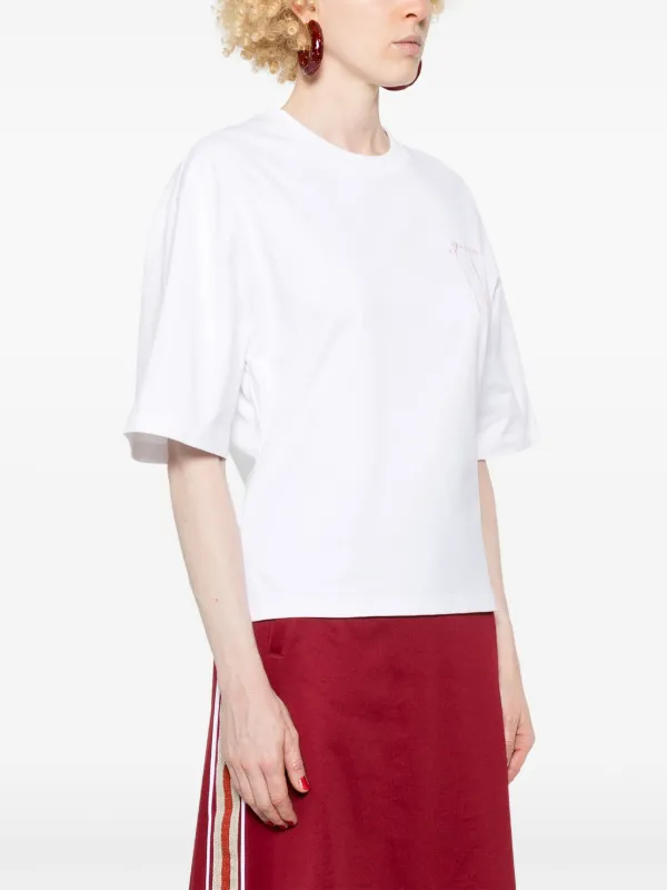 Ganni 白 Tシャツ Mサイズ GANNI embroidered-logo T-shirt | White | FARFETCH