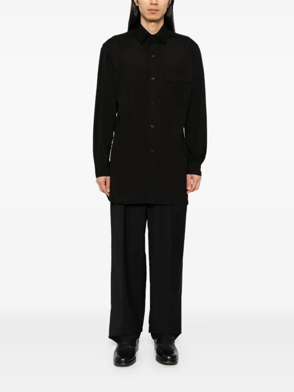 定価10万　Yohji Yamamoto シャツ Yohji Yamamoto Broad triple-collar Shirt | Black | FARFETCH