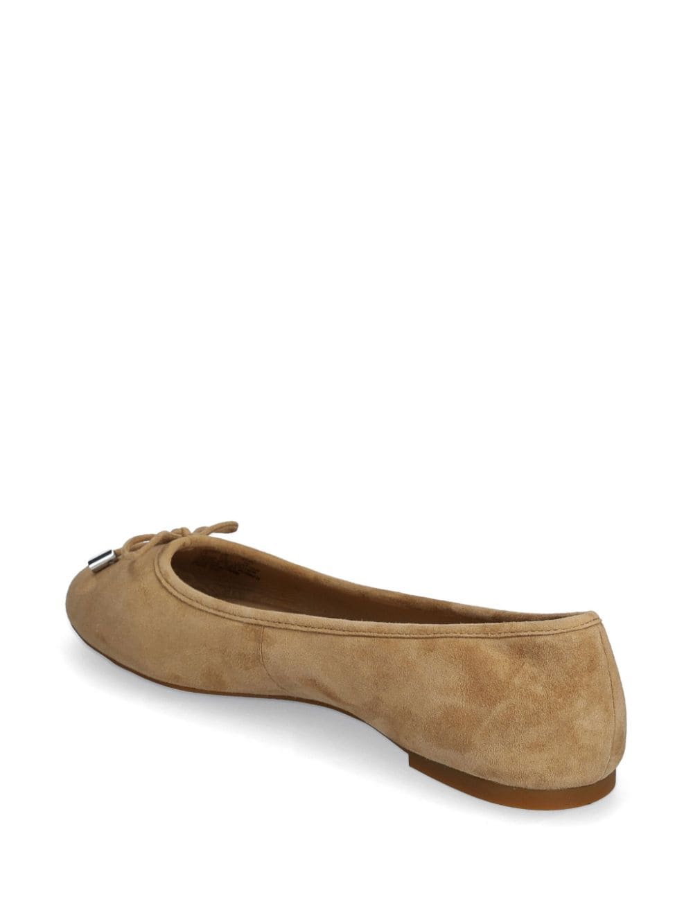 Shop Lauren Ralph Lauren Bow-detail Suede Ballerina Shoes In Braun