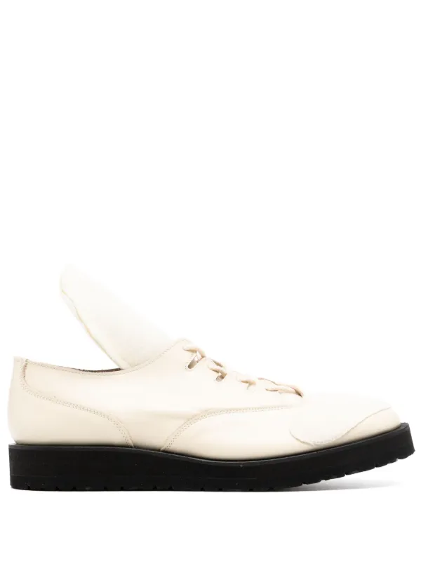 Yohji Yamamoto lace-up Leather Derby Shoes | Neutrals | FARFETCH