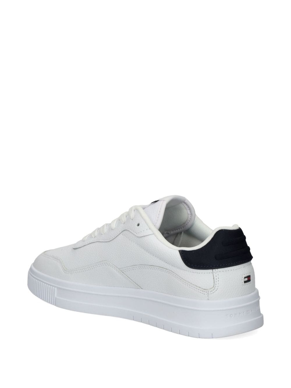 Shop Tommy Hilfiger Contrasting Lace Up Trainers In Weiss