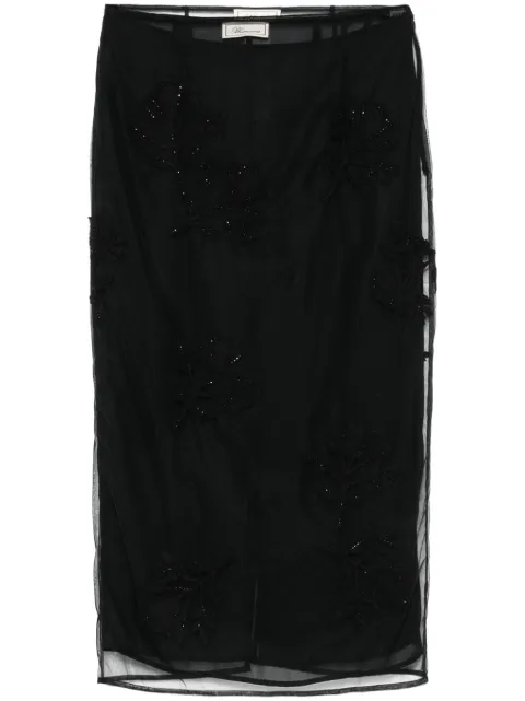 Blumarine flocked-floral detail skirt 