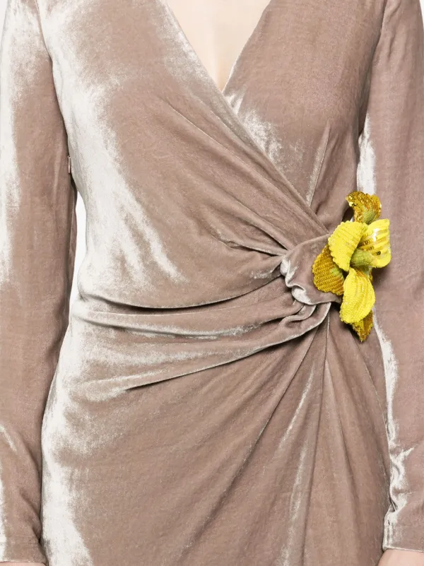 Blumarine Velvet Midi Dress | Grey | FARFETCH JO