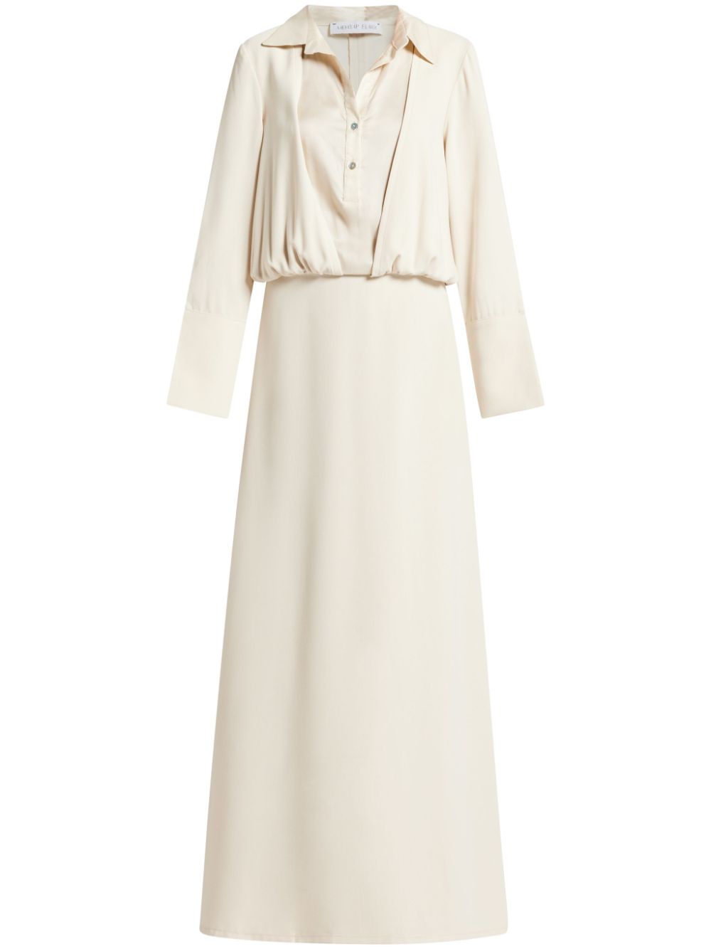 layered-collar crepe dress