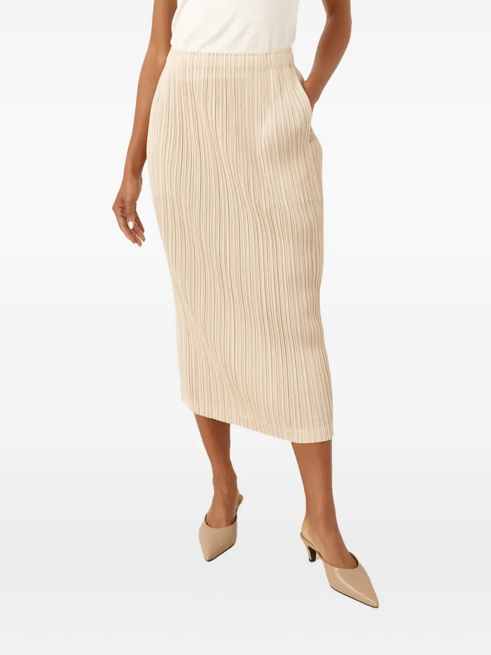 ISSEY MIYAKE PLISSÉ-EFFECT MIDI SKIRT
