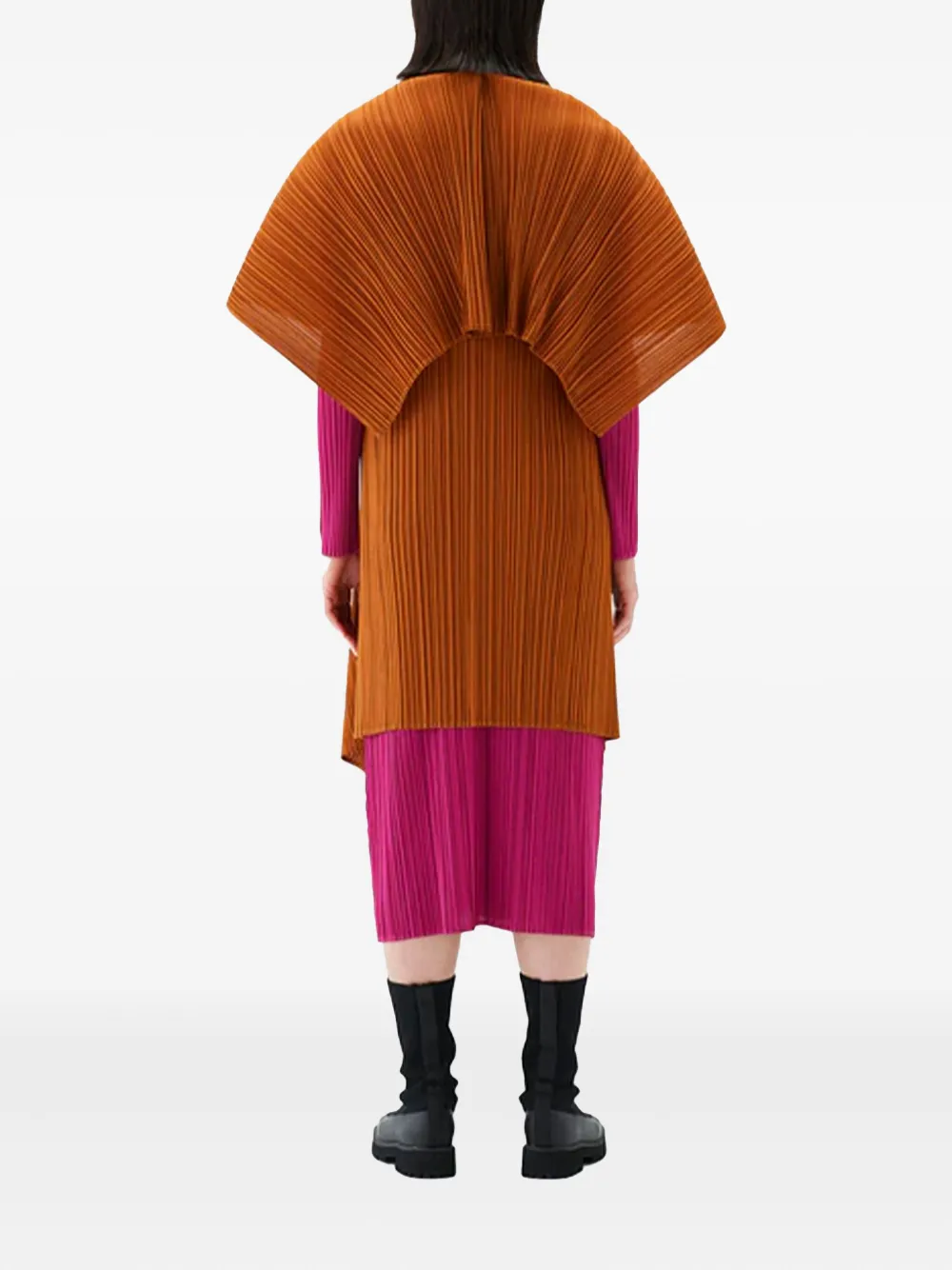 Pleats Please Issey Miyake Cape met plissé-effect Bruin