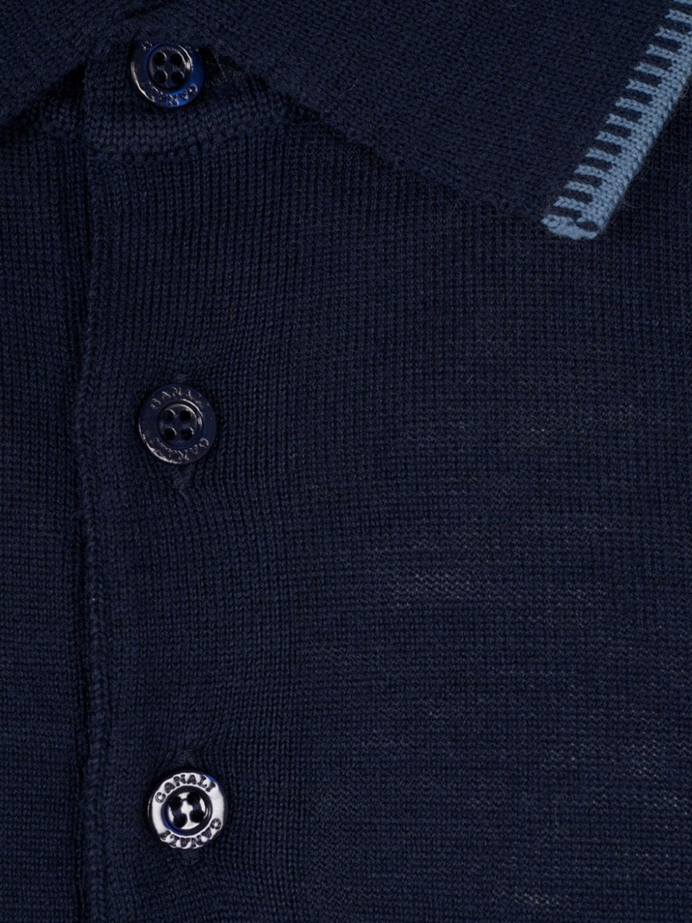 Shop Canali Long-sleeved Polo Shirt In Blue