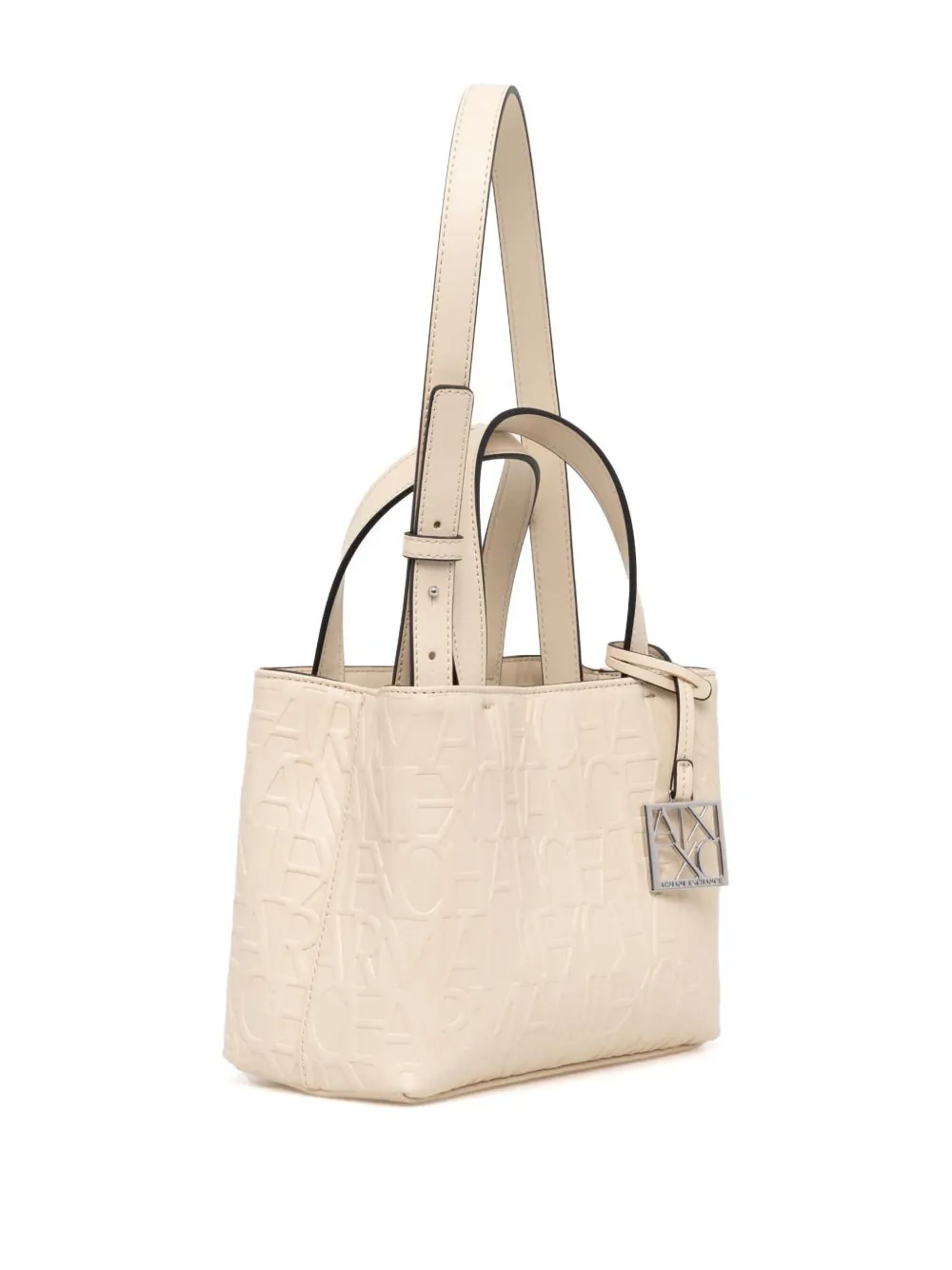 Armani Exchange small embossed logo print two-way handbag - 11950 BEIGE