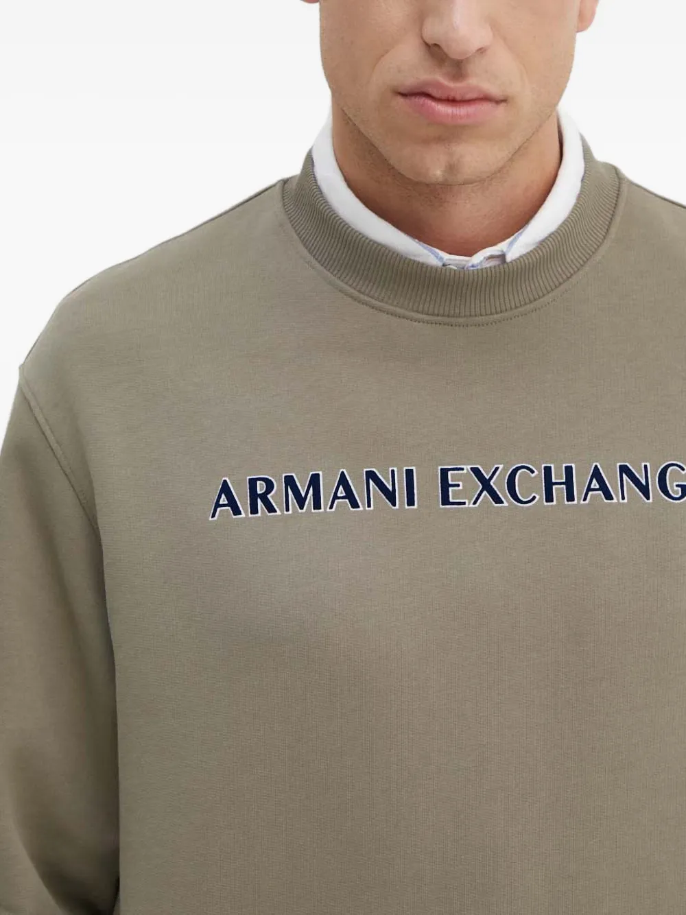 Armani Exchange Sweater met geborduurd logo Beige