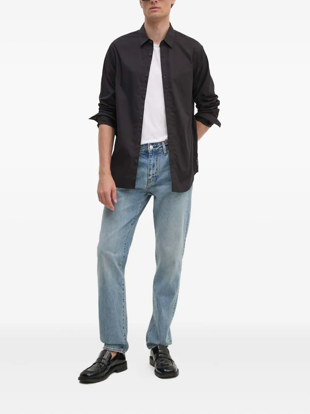 Armani Exchange button-down cotton shirt - Zwart