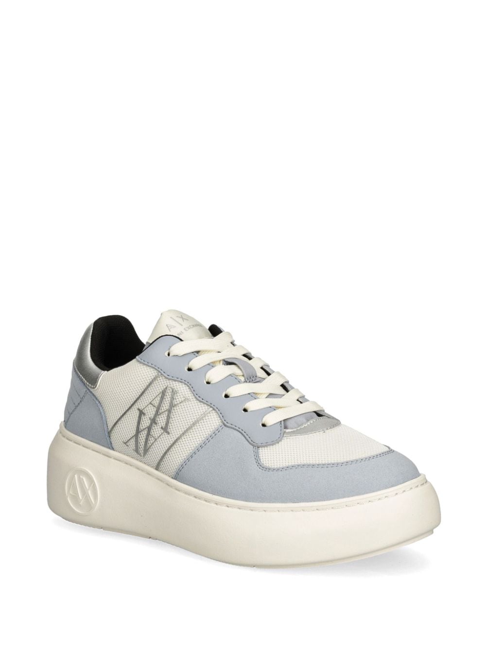 Armani Exchange logo embroidered trainers - Blauw