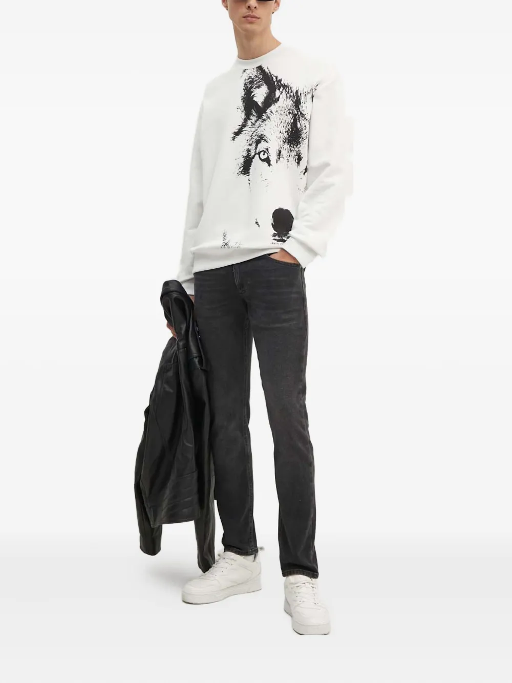 Armani Exchange wolf-print sweatshirt - Wit