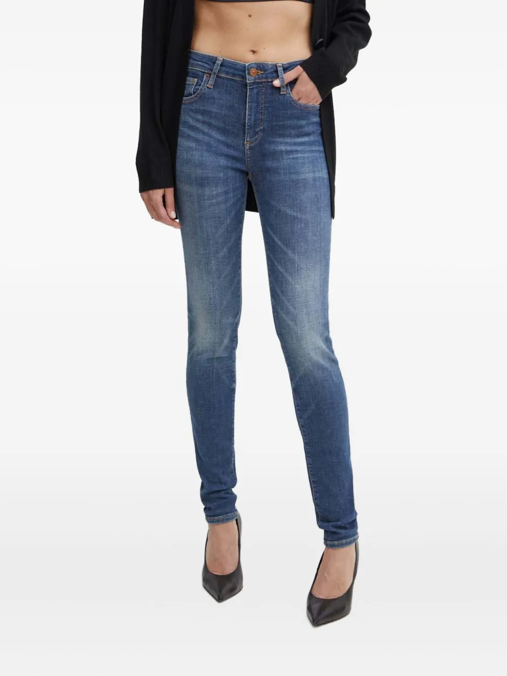 Armani Exchange logo-plaque skinny jeans | Blue | Image 1