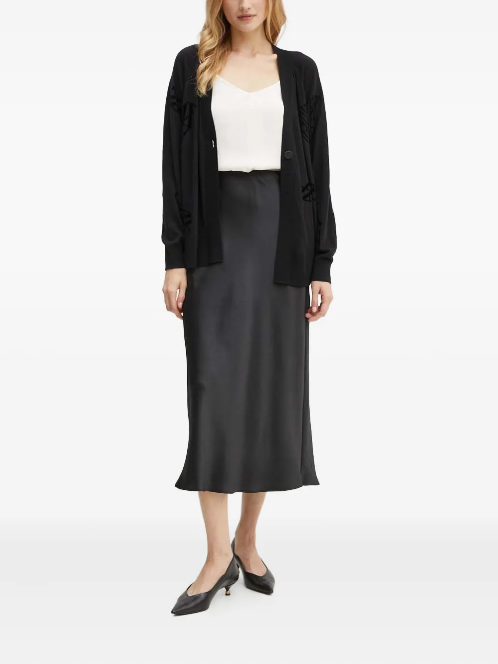 Armani Exchange bias-cut midi skirt - Zwart